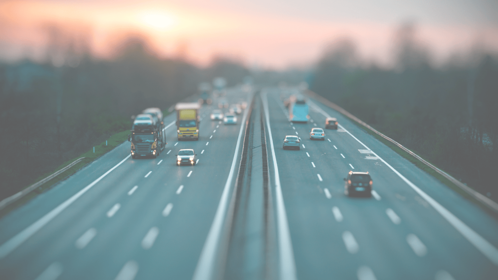 Motorway with mix of vehicles driving