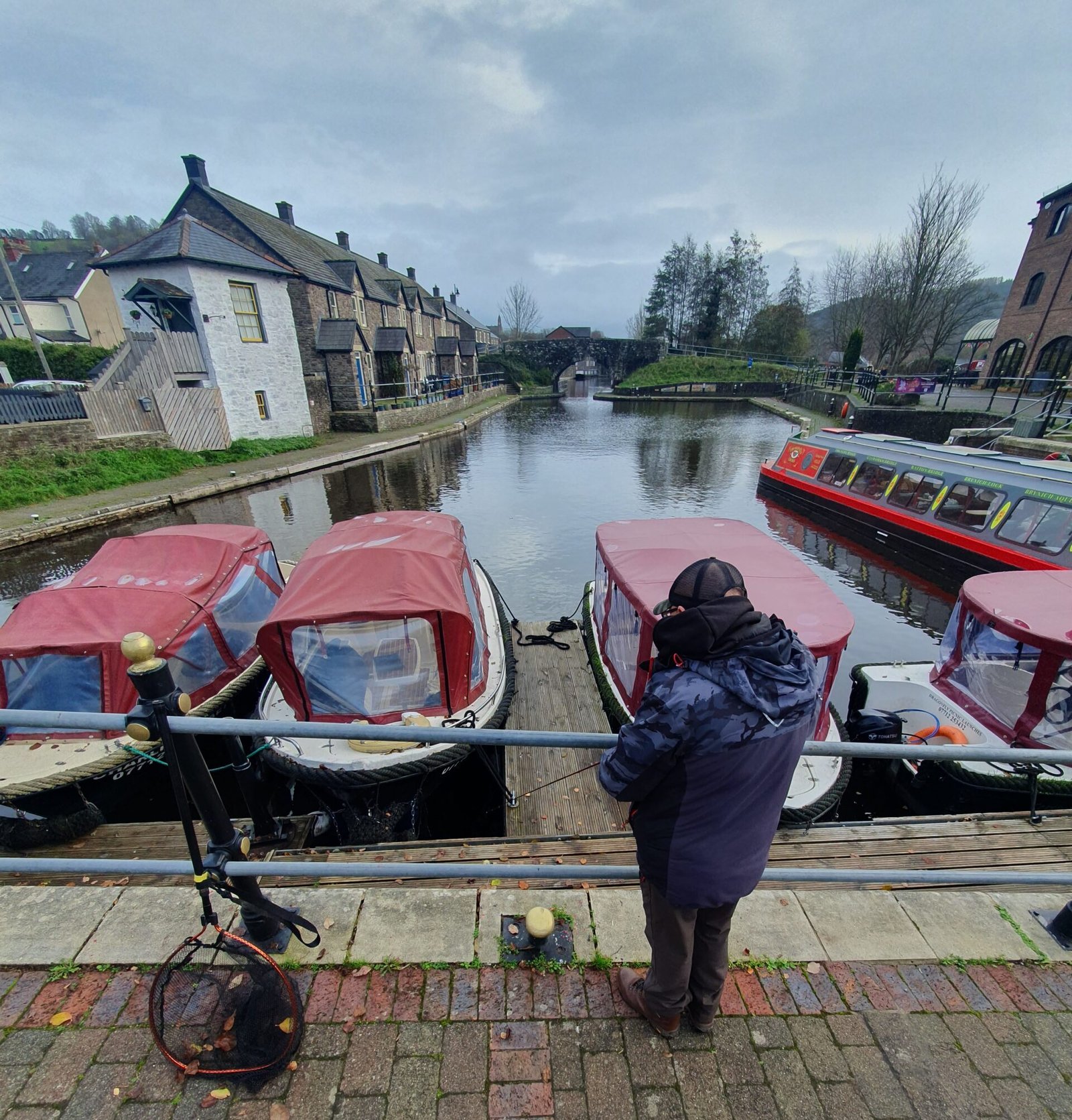 Tim fishing in Brecon Canal Basin
