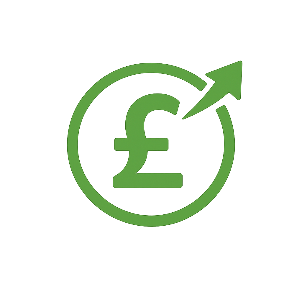 Pound sign ind a circle with arrow heading upwards